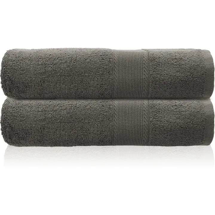 Paquete de 2 Toallas de Baño Extra Grandes (100x150 cm) - 100% Algodón Highly Absorbentes, Secado Rápido, Pesadas, Hotel, Baño, Ducha, Spa, Playa, Pool, yo uso Diario (Carbón vegetal) - 1