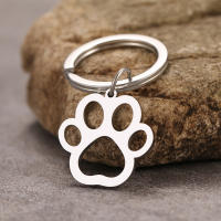 Llavero De Acero Inoxidable Con Diseño De Patas De Perro De Dibujos Animados Colgante De Moda Para Llaveros De Coche Joyería Regalos Color Plata - details 0