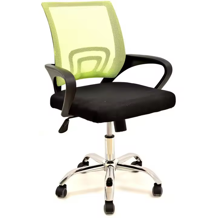 Sillón de oficina FISS NEW, negro, gas, basculante, malla verde, tejido negro - 1