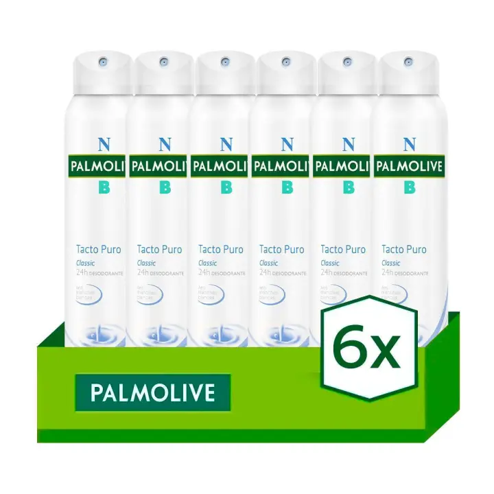 Desodorante spray Palmolive NB Tacto Puro 24h antimanchas blancas 200ml - Pack de 6 - 1