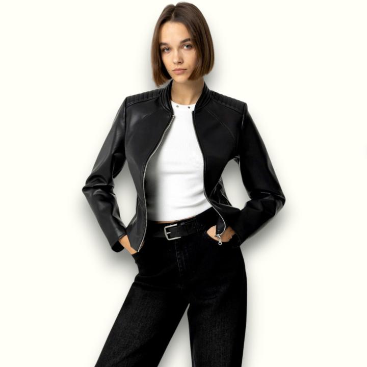 Chaqueta Tiffosi Innes | Efecto Piel | Negra | Corte Ajustado