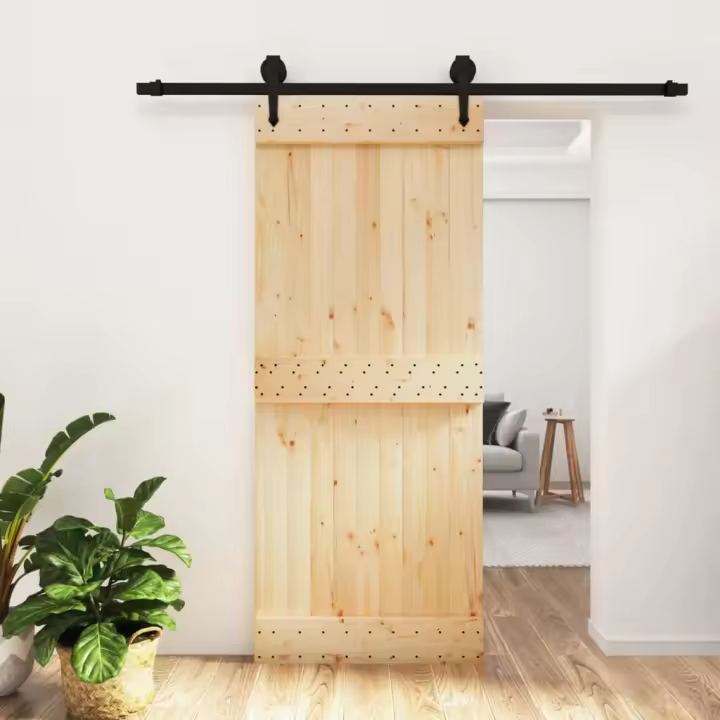 vidaXL Puerta corredera con herrajes madera maciza de pino 85x210 cm - 1