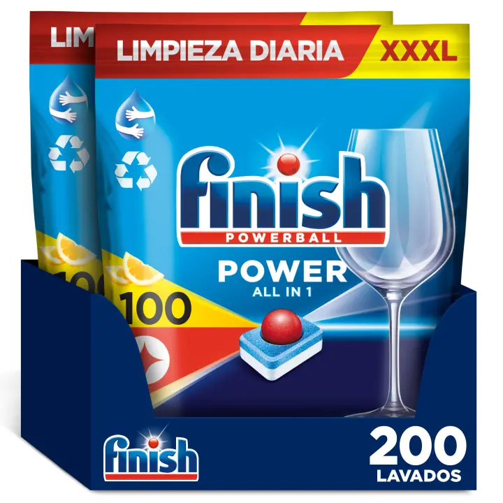 Finish Powerball Power All in 1 Max Pastillas para lavavajillas Aroma Limón 200 pastillas - 1