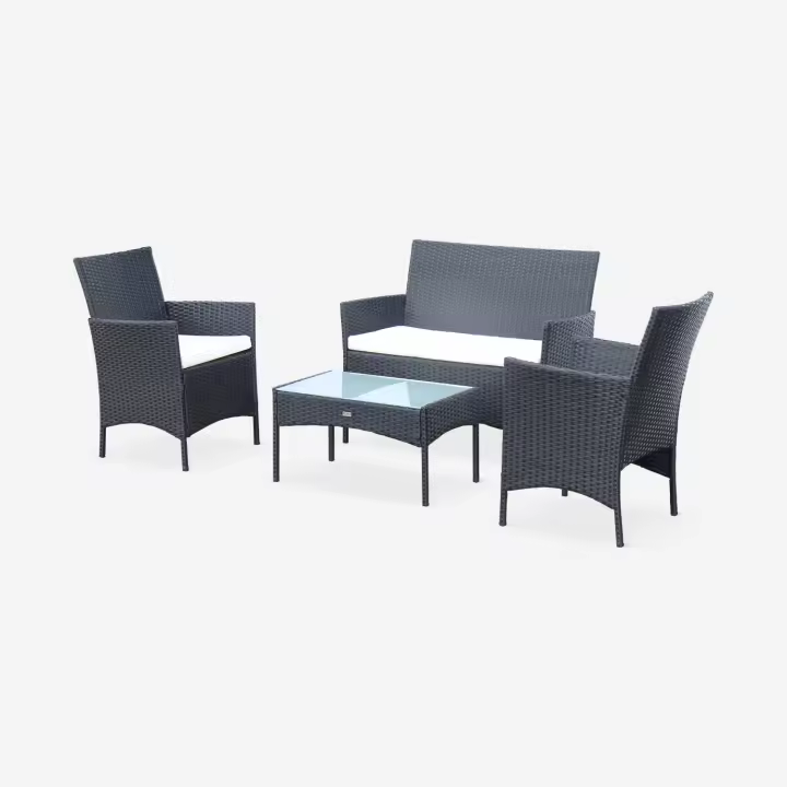 sweeek - Conjunto de jardín de resina tejida, 4 plazas , Moltes , 104x59x85 - 1