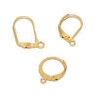 20pcs Conectores De Aretes Redondos En Acero Inoxidable Color Oro 18k Para DIY Joyería Hecha a Mano Para Mujeres - details 0
