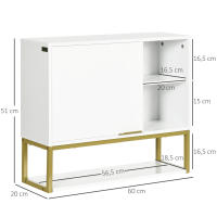 kleankin Armario de Pared para Baño Armario Colgante de Baño con Puerta Estante Ajustable y Almacenamiento Inferior para Pasillo Cocina Salón 60x20x51 cm Blanco - details 2