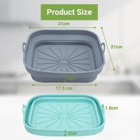 Moldes Silicona Freidora de Aire, 2 Piezas Bandeja Accesorios para Freidora sin Aceite Reutilizable Recipientes Cuadrado Cesta Utensilios para Air Fryer, Microondas, Horno (Azul Claro+Gris) - details 1