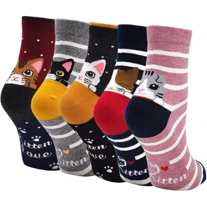 Calcetines Cortos Divertidos de Algodón para Niñas: Pack de 5 Pares, Estampados de Animales para Niñas de 2 a 14 años - 1