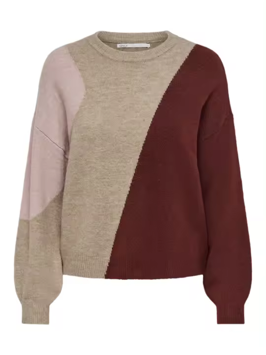 Pullover ONLY Onlsilja L/S Block Pullover Ex Knt 15231372 Tannin W. ROSE SMOKE/MERLOT - 1