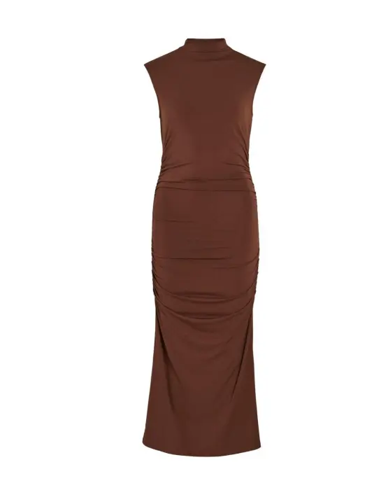 Vestido Vila Phoenix marrón entubado fruncido para mujer - 1