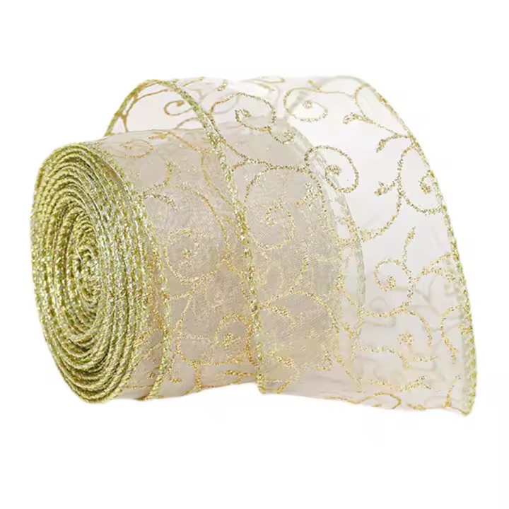 Cinta De Seda Para Decoración De Navidad Cinta De Poliéster Para Empaquetar Regalos Crear Ambiente Festivo 200cmx5.8cm Con Lazo Incluido - 1