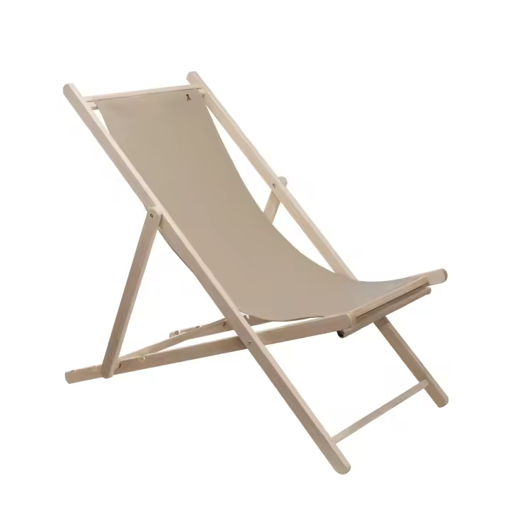 Scalpers Home Hamaca de Madera de Haya Plegable sin Brazos, Estructura sin Barniz, Lona Color Piedra - 1