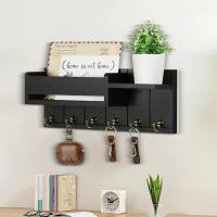 Porta-llaves Decorativo Y Organizador De Correo En Madera Rustica Con 6 Ganchos Para Llaves Soporte De Pared Para Sala De Estar Entrada - details 5