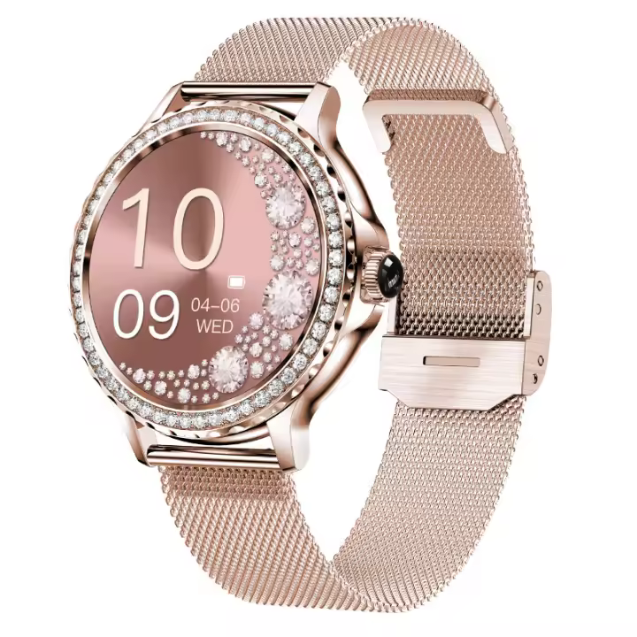 Reloj inteligente para mujeres con diamantes (contesta / llama), reloj inteligente bluetooth con pantalla de alta definición de 1,3 pulgadas,rastreador de actividades de fitness impermeable ip68 - 1