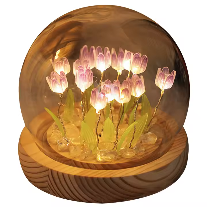 Lámpara De Noche Flor De Tulipán DIY Operada Por Batería Lámpara De Mesa LED Para Decoración Del Hogar Y Regalo Luz De Noche De 10/20Pcs - 1