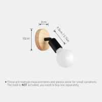 Lámpara De Pared De Madera Vintage Nórdica E27 Base De Lámpara De Hierro Para Bares Cafeterías Restaurantes Iluminación Doméstica 220V Negro Blanco - details 1