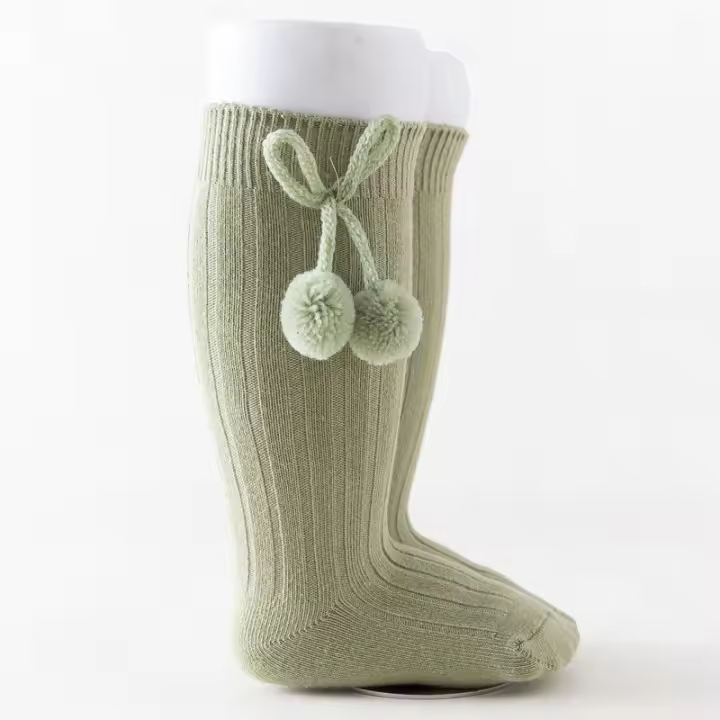 Calcetines De Punto Para Bebés Con Borlas Pequeñas Medio 0-3 Años Calcetines De Algodón Para Niños Leggings Sueltos Para Bebés - 1