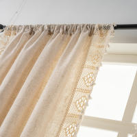 Cortina Bohemia Pastoral Estilo Con Tianzi Malla Hueca Para Hogar Fiesta Dormitorio Hecha De Lino Transparente Parcialmente - details 3