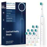 Cepillo De Dientes Eléctrico Rotativo Profundo Limpieza Blanqueamiento Para Adultos Ultrasonido Con 4/8pcs Cabezas De Repuesto - details 5