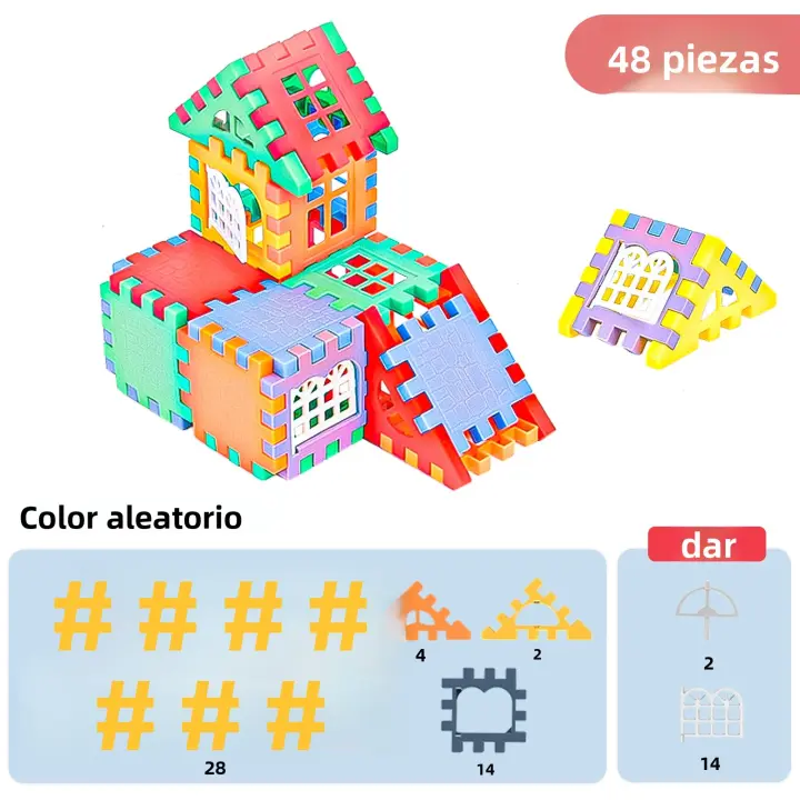 Bloques De Construcción Plásticos Coloridos Para Crear Puzle Juego Educativo STEM Abierta De Ventanas Interlocking Para Niños - 1