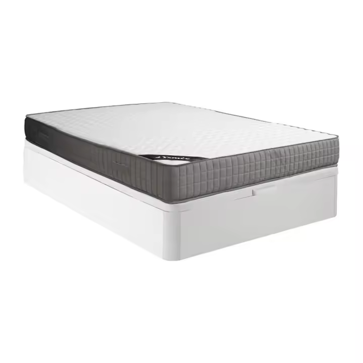 Vente-unique - Conjunto de canapé abatible de 140 x 190 cm blanco + colchón de espuma con acolchado de memoria en 11 zonas de 22 cm de grosor - DANEVO de YSMÉE - 1