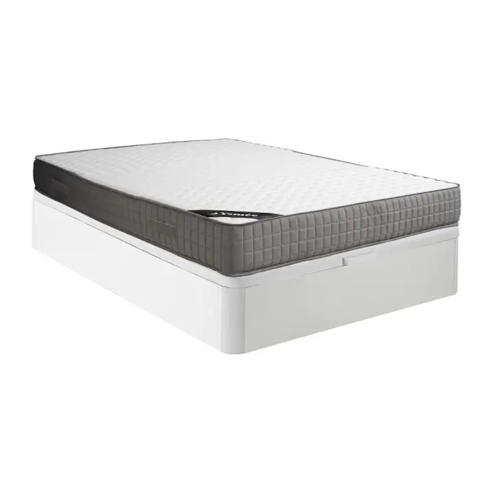 Vente-unique - Conjunto de canapé abatible de 140 x 190 cm blanco + colchón de espuma con acolchado de memoria en 11 zonas de 22 cm de grosor - DANEVO de YSMÉE - 1