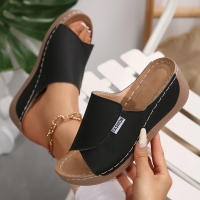 Zapatillas casuales de Suela Gruesa de gran tamaño para Mujer, zapatillas de Tacón de cuña con Boca de Pez, sencillas y Moderanas con Tiras anchas. - details 10