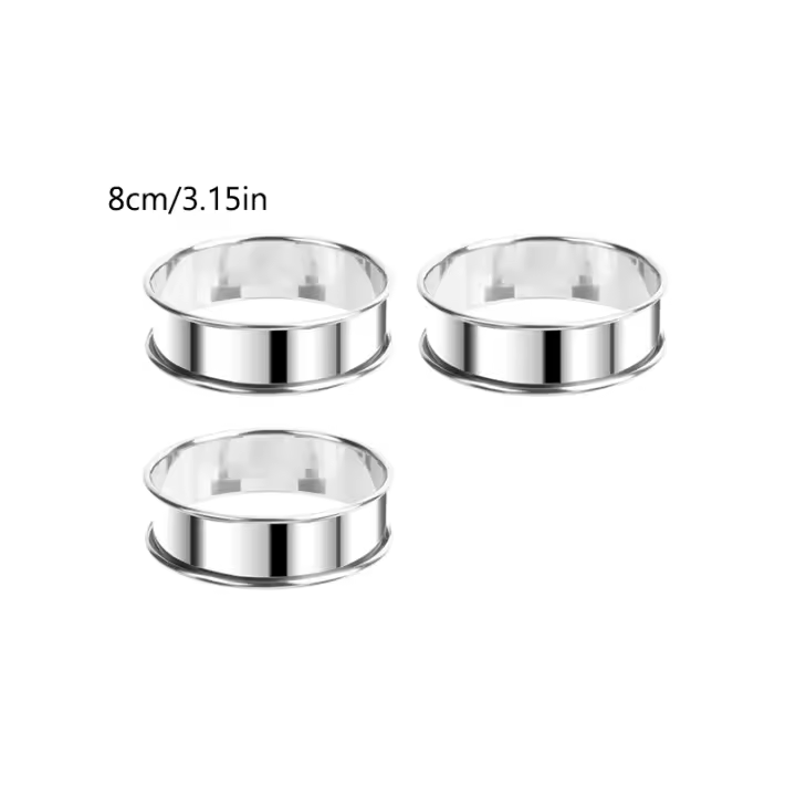 3pcs Anillos De Hornear De Acero Inoxidable No Adherente Molde Para Muffin Y Crumpet Versátiles Para Tartas Y Pasteles Herramientas Para La Cocienda - 1