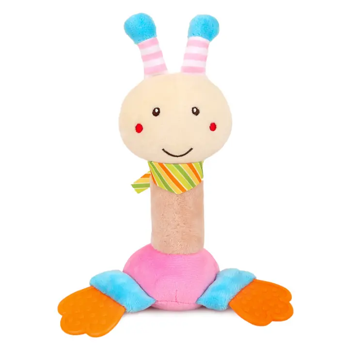 Lindo y creativo juguete de peluche con manivela para bebé con forma de palo BB y mordedor, ideal para entrenar el agarre. - 1