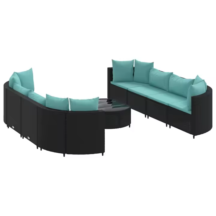 vidaXL Set de sofás de jardín con cojines 9 pzas ratán sintético negro - 1