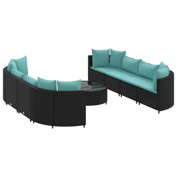 vidaXL Set de sofás de jardín con cojines 9 pzas ratán sintético negro - 1