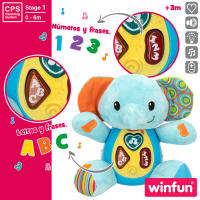 Winfun - Peluche luces y sonidos, juguete musical, interactivos, elefante, con luces de colores, sonidos, voz en español, educativo, sensorial, primera infancia, a partir de 3 meses - details 3