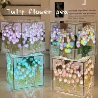 Lámpara De Espejo En Forma De Tulipán DIY Luz Nocturna De Mesa Para Dormitorio Artesanía De Flores Simulación Regalo De Cumpleaños - details 1