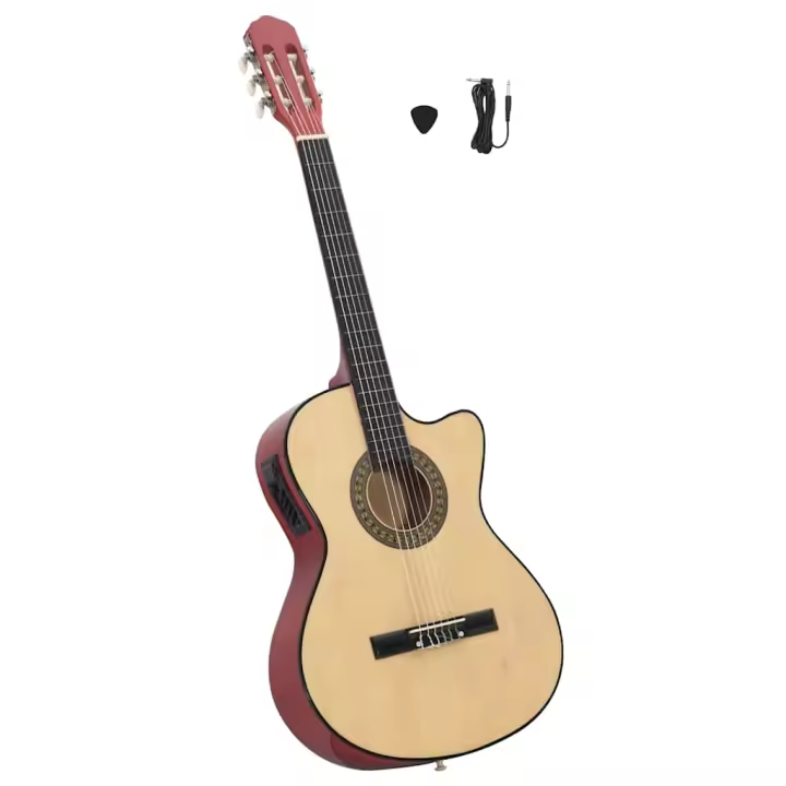 vidaXL Guitarra clásica occidental con ecualizador y 6 cuerdas en color Marrón claro/Negro - 1