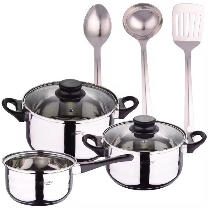 Pack batería de cocina 5 piezas + set de 3pc utensilios de cocina en acero inoxidable – SAN IGNACIO - 1