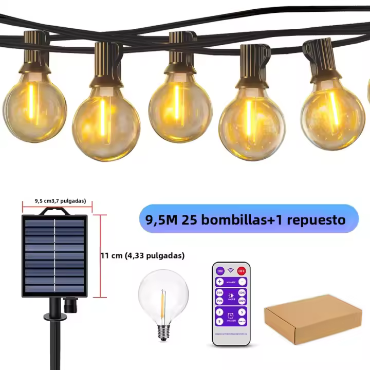 Luces De Cadena Solar Para Exterior G40 Con Bombillas LED Inalámbricas Y Resistente Al Viento Para Patio Bistró Jardín - 1