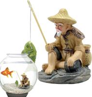 Adorno de pesca para mesa | Decoraciones de pesca, accesorios de decoración de acuario, figura de PVC de pescador para pecera, jardín - details 4