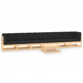 VIDAXL 3083896 conjunto de muebles para jardín modulares en madera con juego de cojines antracita vida xl - 1