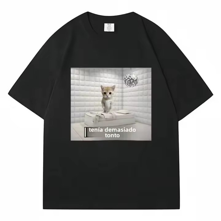 Camiseta De Gato Riendo Llorando Triste Y Divertido Para Hombres Y Mujeres Algodón 100% Estilo Casual Oversize Streetwear Verano - 1