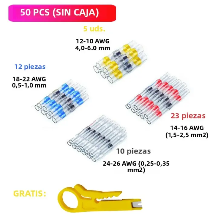 Conectores De Cable Resistentes Al Calor Y Al Agua Termorretorcibles Para Electricidad 50/100/300/800pcs Terminales De Cola De Pato Prácticas Para Soldadura De Cables - 1