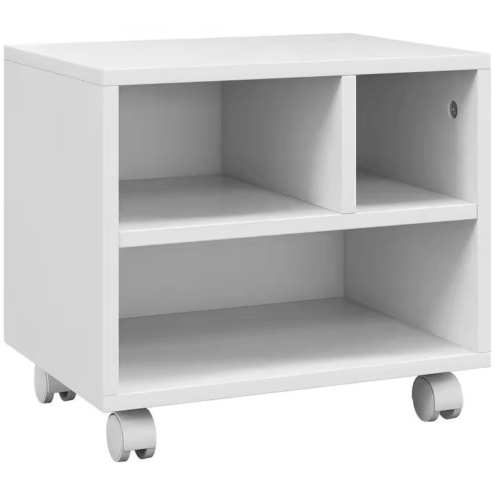 HOMCOM Soporte de impresora Organizador de escritorio con 4 compartimentos abiertos - dim. 40L x 30W x 36H cm - madera blanca - 1