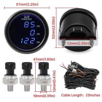 52mm Coche medidor de presión Aire Azul LED Boost Tres Pantalla digital 220psi Air Ride suspensión con 3 unids 1/8npt Sensores - details 4