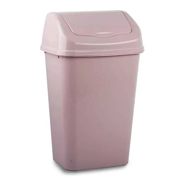 CABLEPELADO Papelera plastico basculante, Cubo basura basculante, Basura plástico tapa basculante, 40 cm altura x 20 cm ancho x 15 cm fondo, PP5 Plástico resistente, Capacidad 9 Litros, Rosa claro - 1