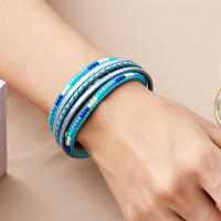 Pulsera De Cuero Genuino De Moda Con Hebillas Tejidas Y Cuentas Bohemias Para Mujer Y Adolescentes Cierre Magnético Hecho a Mano - details 14