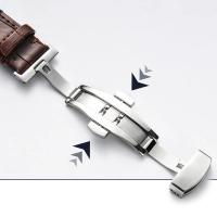 Correa De Reloj De Cuero Genuino Con Cierre De Mariposa En Caja De Madera Accesorios De Reloj Para Mujer Y Hombre Tamaños 18mm 20mm 22mm - details 4