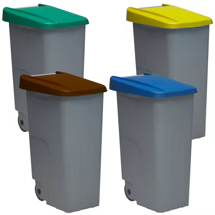 Denox Pack 4 Contenedores Reciclaje 85L Encajables con Ruedas - 1