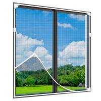 Mosquitera magnética para ventanas, mosquitera ajustable para ventanas, mantiene insectos, moscas y mosquitos fuera, marco blanco, malla gris (150x180cm) - details 0