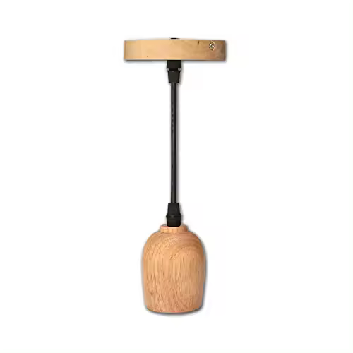 TECNOLUX EURO Lámpara Iluminación colgante madera Rosca E27 para el Restaurante Dormitorio Sala de Estudio 8x6x6 diámetro color naturar - 1