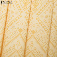 ZANZEA Vestido Elegante Para Mujer Con Estampado Bohemio De Verano A-Line Corto Manga Regular Vestidos Casual Suéter Oficina Sundress Mid-Calf - details 12