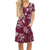 Vestido Casual Para Mujer Con Mangas Cortas Y Bolsillos Pleated Swing De Pierna Larga Estilo Suelto Vestido De Poliéster - details 5